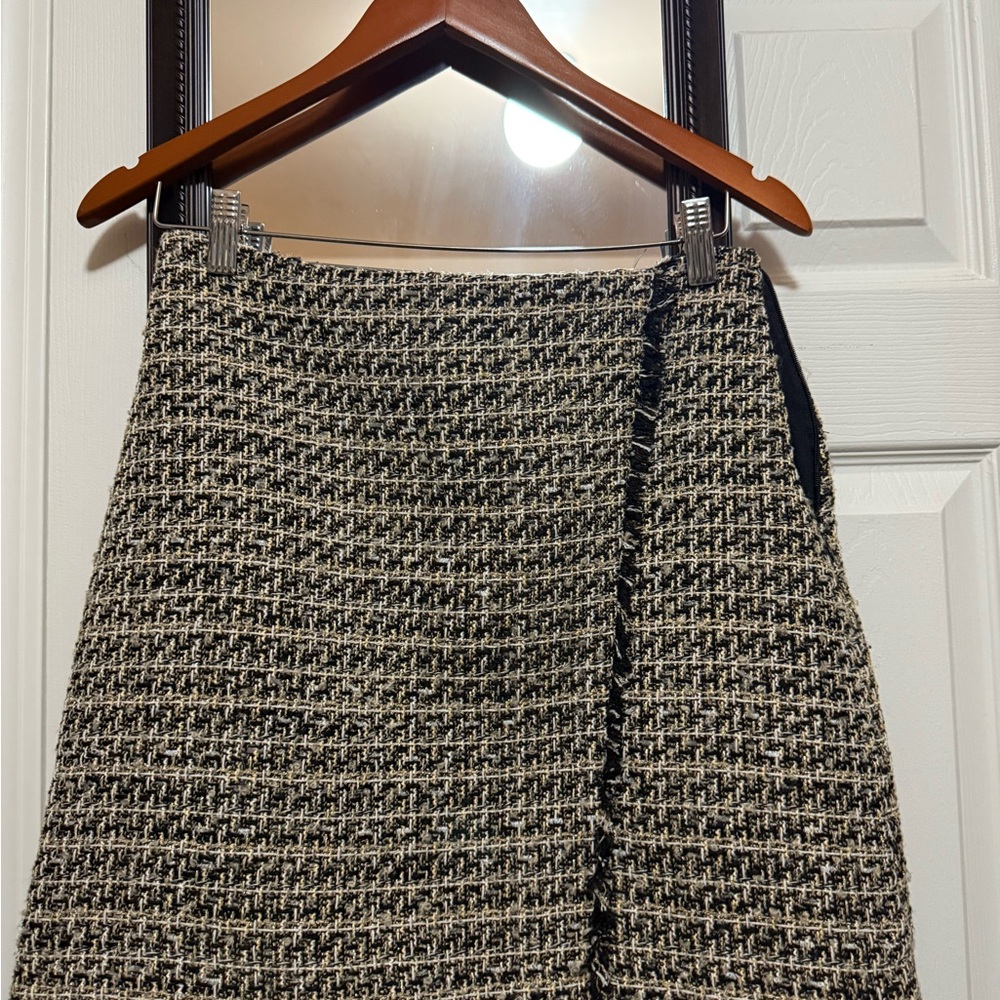 Express Black and Gold Asymmetrical Mini Skirt
